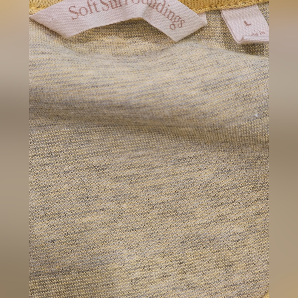 Soft Surroundings Yellow Striped Button-Front Top - image 5